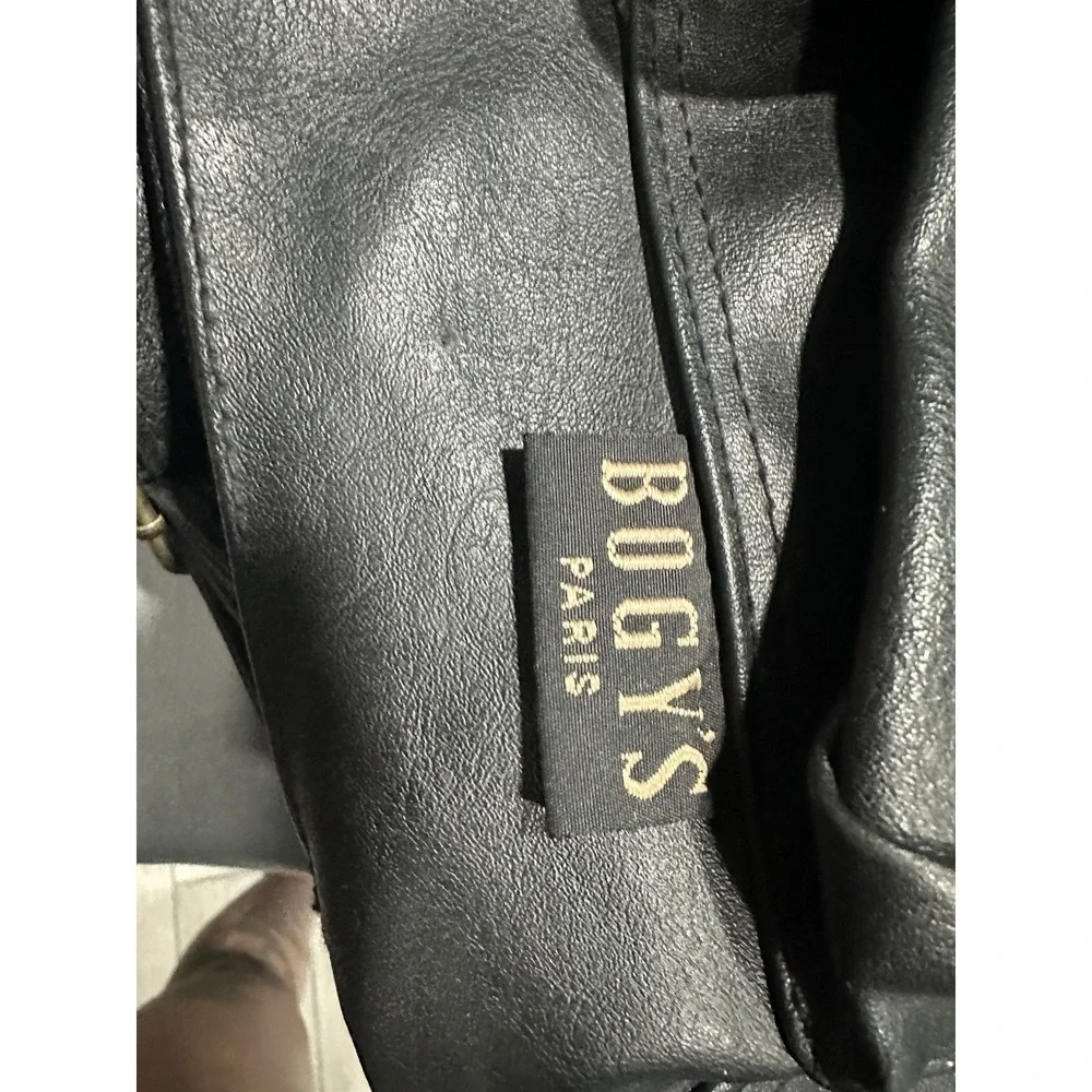 VTG 90s Bogy's Paris Black Leather Medium Backpack